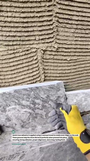Perfect Stone Adhesive Technique! #tiling #construction #DIY #shorts #tools #build