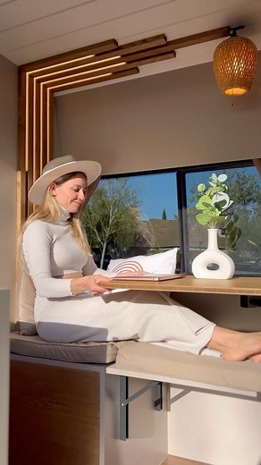 4.2K views · 429 reactions |  Turning Dreams into Reality  What do you like best about this van? ☕️ Outdoor table for your morning coffee  Heated floors  Lots of storage space  Pull-out sliding toilet 塞 Eye-position fridge ☀️ Or a skylight? | Tiny Planet | Facebook