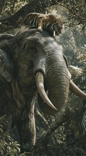 “Giant Elephant Lifts Tiger in Its Trunk – Ultra-Realistic Jungle Scene”