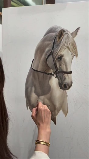 White horse oil painting by Yasamanfi Art