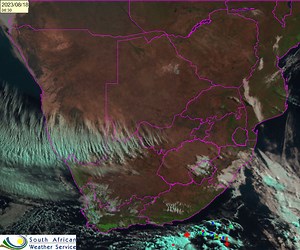 20 reactions | Morning satellite image for today, 18-08-2023. Partly cloudy conditions are observed over the central and southern parts of the country. | South African Weather Service | Facebook