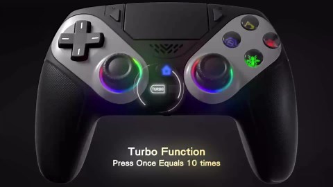 Gamrombo LED Wireless Controller for PS5, Compatible with PS5 Pro/Slim/PC, Dual Vibration, Macro/Turbo Function, 3.5mm Audio Jack, 6-Axis Motion Contro Gamepad with Speaker