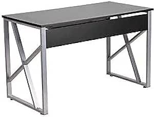Flash Furniture Salvador Black Computer Desk with Pull-Out Keyboard Tray and Cross-Brace Frame
