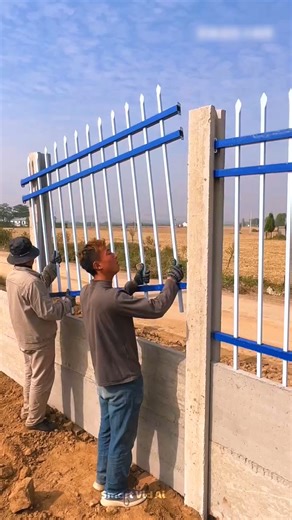 Amazing steel fence Installation 💪 #construction #usa