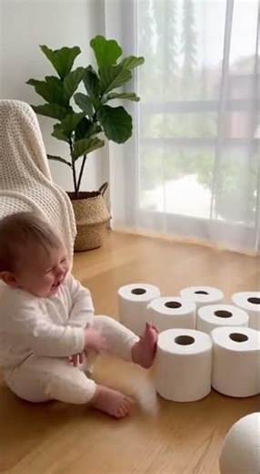 Baby vs. Toilet Paper Tower Challenge!