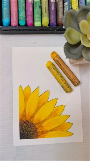 Sunflower 🌻 with Oil Pastel ✨ #art #drawing #oilpasteldrawing #shortsfeed