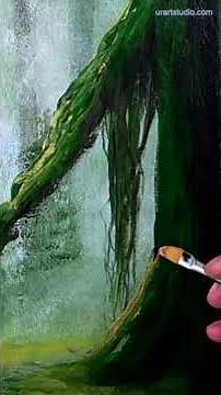 How to paint highlights for trees, shrubs and forest path | Acrylics #paintingtechniques a#acrylic