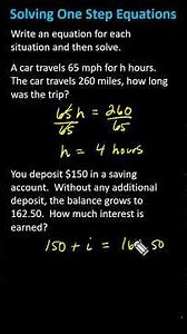 Writing and Solving One Step Equations for Real Life Situations #math #maths