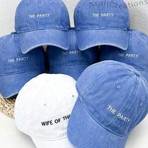 Custom Embroidered the Party Hats | Personalized Camp Bachelorette Hat | Bridal Party Hats | Bridal Shower Gift | Bridesmaid Gifts - Etsy