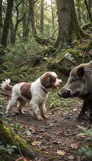 🐶 Wild Boar vs. Brave Dog: Epic Forest Showdown! 🐗