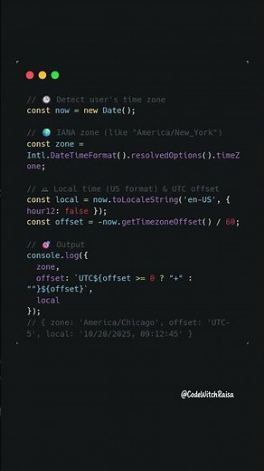 🕒 Detect User Time Zone #javascript #coding #shorts