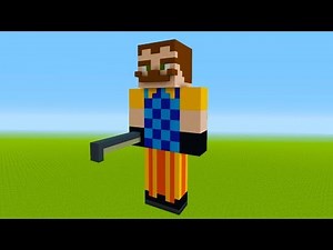 Minecraft: How To Make Mr. Peterson "Hello Neighbor Statue Tutorial"