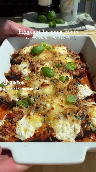 Vegetarian Mediterranean Eggplant Lasagna Boats Recipe
