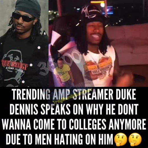 🚨 Trending AMP streamer Duke Dennis just explained why he’s DONE pulling up to college campuses 😳🎓 Apparently, he says every time he shows up, the men start hating heavy — side-eyeing, acting weird, or trying to test him instead of showing love 💀💭 Duke said he’s there to vibe with fans and spread positivity, not deal with jealous energy 🤷🏽‍♂️ What y’all think… is Duke right for falling back from college tours, or should he keep popping out and ignore the hate? 🤔🔥 #DukeDennis #AMP #Strea