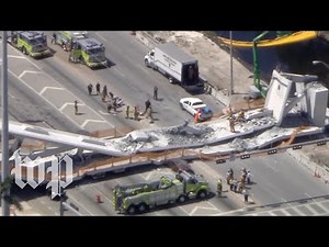 Live: Pedestrian bridge collapses at Florida university