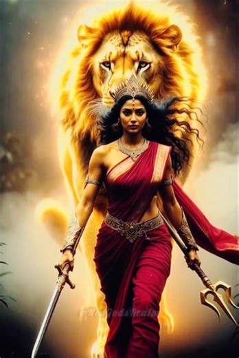 Durga Walking With Her Lion #DurgaMa #GoddessDurga #DurgaWalking #WarriorQueen