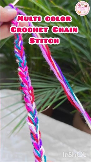 How to Crochet a Multi Color Chain Stitch | Left handed #crochet #crocheting #shorts