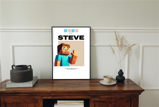 Minecraft Steve Print // Minecraft Poster - Printable Wall Poster for Kids Room Decoration - Etsy UK
