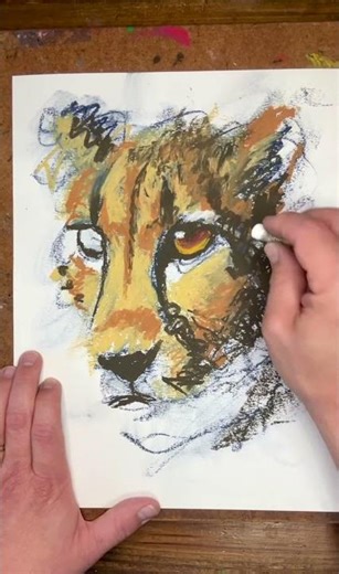 Beauty Out Of Chaos - Oil Pastels #art #shorts #cheetah