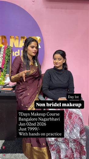 Ramya Makeover on Instagram: "Makeoverwith_ramyanair 7483738691 BANGALORE Branch upcoming 7Days Makeup Course Start in January 2nd to 8th 2026 just 7999/- contact 7975946097 3Days Masterclass BANGALORE Branch December 17,18,192025 Just 4499/- contact 7483738691 3Days Masterclass SHIVAMOGGA Branch December 23,24,25 2025 Just 3499/- contact7483738691 #bangalore #shivamoga #makeuptutorial #7daysmakeupcourse #karnataka #makeupcours #INStAGOOD #makeupaddict #makeupbigginers #bridelmakeup #brideljewel