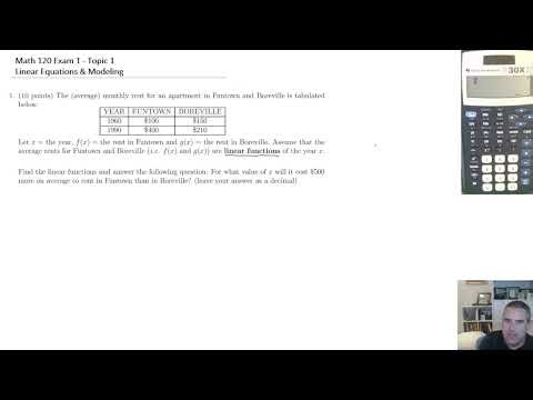 PreCalc Exam 1 Review - Topic 1 - Linear Modeling