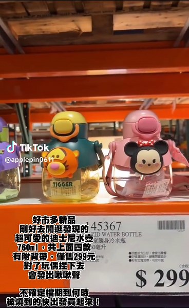 好市多 迪士尼水壺推薦 | 可愛迪士尼玩偶水壺售價299元