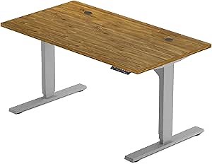 Progressive Desk Standing Desk 60x30. Dual Motor, 3 Stages Height Adjustable Stand up desks for Home Office, 60 inch -Rustic Hickory/Grey Frame