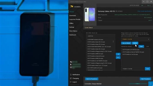 Tutorial para rebloquear tu operador en dispositivos Samsung utilizando Chimera Tool de forma rápida y segura. Este método te permite agregar hasta 64 operadores diferentes a un solo teléfono Samsung, lo que le permite funcionar con todas las redes seleccionadas. https://geekcel.com/articulos/logs-activaciones/activacion-de-licencia-para-chimera-tool-pro/ | Geekcel