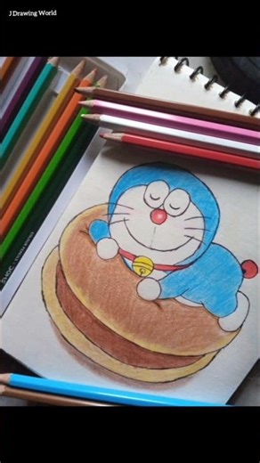//💙 Cute Doraemon Sleeping on Dora Cake // #art #drawing #doremon #trending