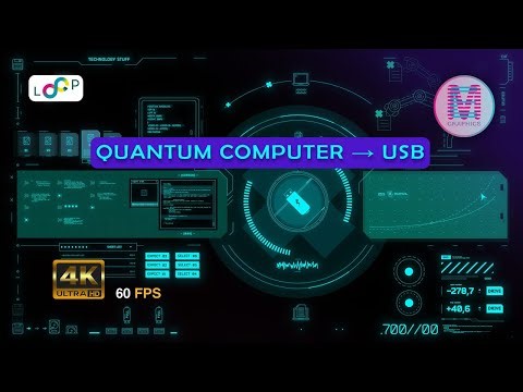 Quantum USB 3.0 File Transfer HUD | Futuristic Cyber Interface Animation | 4K 60fps Seamless Loop
