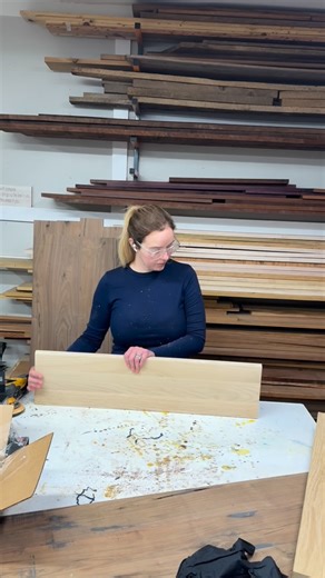 Sarah Listi on Instagram: "Making this white oak SING! Sand and finish- let’s go! #sanding #whiteoak #floatingshelves"
