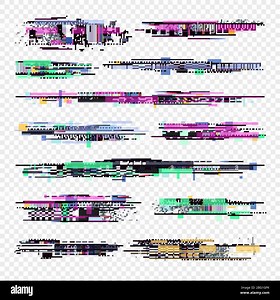 Decay signal glitch vector elements isolated. Grunge monitor glitched noise. Tv screen problems set. Digital bug decay, glitch disintegration pixel il Stock Vector Image & Art - Alamy