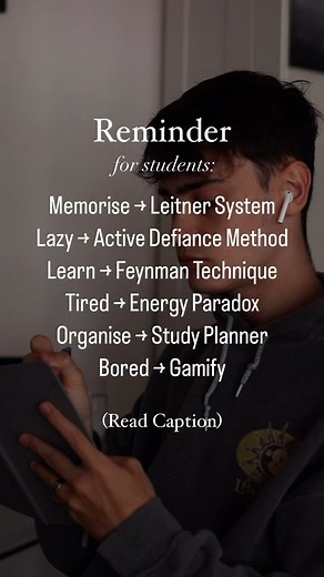 Nathan Johnston on Instagram: "Explanations ↓ 1. The Leitner System: A flashcard based system that combines the two most researched study methods: Active Recall and Spaced Repetition. It involves separating flashcards into piles based on understanding and reviewing them at intervals (DM me the word “Flashcard” to learn more!) 2. Active Defiance Method: A method that tricks your brain into becoming disciplined and productive: 1. Identify when you’re being lazy 2. Turn these thoughts into triggers