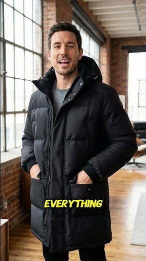 Lacoste men's detachable hood long puffer coat