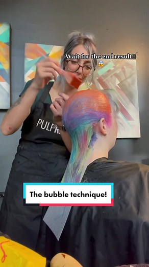 Vibrant Rainbow Hair Color Using Bubble Technique