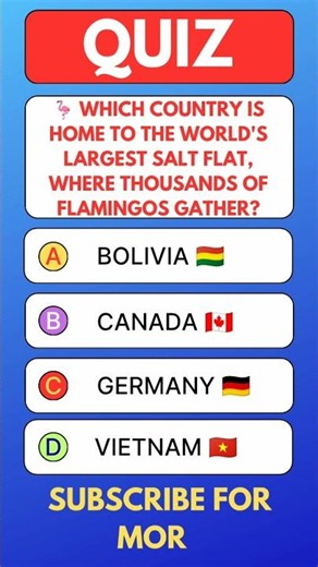 🌍 Which Country Has the World's Largest Salt Flat? Quiz Bolivia 🇧🇴 | Amazing Geography Facts #shorts