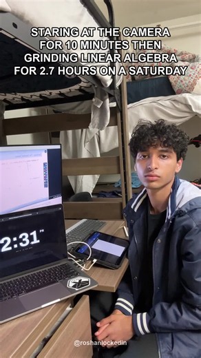 Staring at the camera 10 min, then 2.7 hrs linear algebra