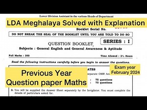 LDA MPSC Solved Previous Year Question Paper |Maths |General aptitude | Exam year Feb 2024
