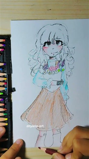 color a Cute Flower Pocket Girl Easy Anime Drawing Step by Step for Beginners #animeeart #art #anime