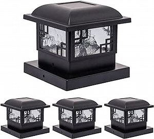 GreenLighting Cubism Fence Solar Lights - Outdoor Solar Post Lights - 4x4 Post Caps and Solar Deck Post Lights - LED Solar Post Cap Lights for 4x4 5x5 Posts (Black, 4 Pack) - Amazon.com