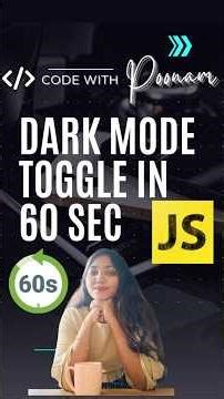 Dark Mode Toggle | HTML CSS JavaScript | Code With Poonam | JS
