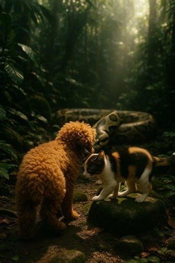 Python Attacks! Can the Dog Protect the Cat? 🐍🐶🐱❓ | Suspense Animal Shorts