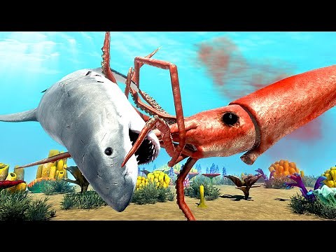NEW Colossal Squid Fights Sharks - Animal Revolt Battle Simulator