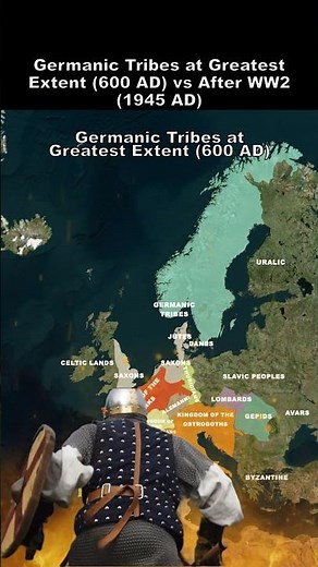 Germanic Tribes at Greatest Extent 600 AD vs After WW2 1945 AD 2