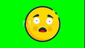2D emoji slightly frowning face animated icon. 4K animated icon on green screen background. Loop.