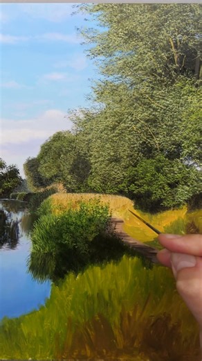 Painting a River Landscape #satisfying #art #painting