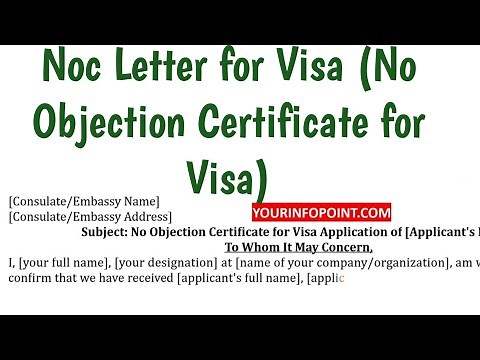 Noc Letter for Visa - No Objection Certificate for Visa