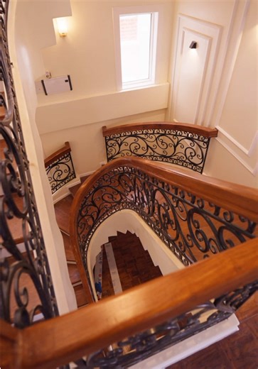 Spiral Staircase Railing Transformation 🔧 Custom metal wood railing fabricated and installed to enhance both safety and aesthetics. Every detail is carefully crafted to create a strong and elegant finish. Looking for custom railings, staircases,or metal structures? 📩 DM us to discuss your project. #metalstaircase #metalrailings #spiralstaircase #foryou #fyp