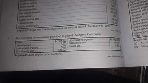 Prepare a multi-step income statement for Sungava Company using... | Filo