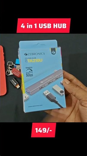 Zebronics USB HUB Type C to Type A 4 Ports 1 Port Usb 3.0 and 3 Usb 2.0 || USB hub Type C Android